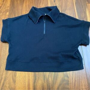 Zella Women’s Half Zip Navy Short Sleeve Collared Top Size Large